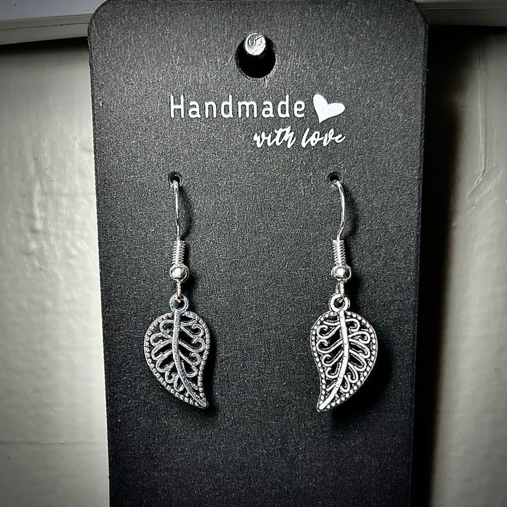 Handmade Silver Intricate Leaf Earrings